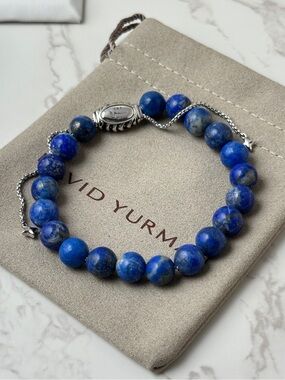 David Yurman Spiritual Beads Bracelet in Sterling Silver with Lapis 8mm Beads